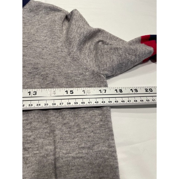 Madeleine Thompson x AQUA Mockneck Pullover Sweater Size XS Gray Red Blue Stripe - Picture 8 of 10